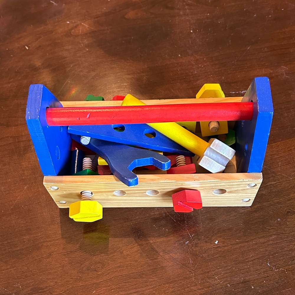 Melissa & Doug Wooden Tool Box Set with Bright Colors
